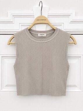 BABATON aritzia ribbed tank top in beige (M)